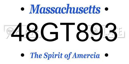 48GT893 Massachusetts License Plate