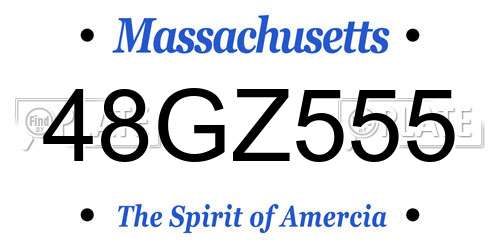 48GZ555 Massachusetts License Plate
