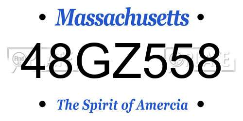 48GZ558 Massachusetts License Plate