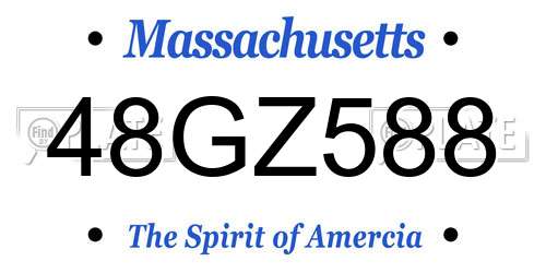 48GZ588 Massachusetts License Plate