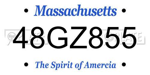 48GZ855 Massachusetts License Plate
