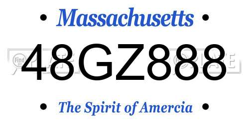 48GZ888 Massachusetts License Plate