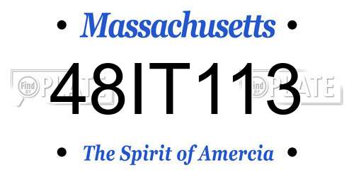 48IT113 Massachusetts License Plate