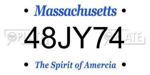 48JY74 Massachusetts License Plate