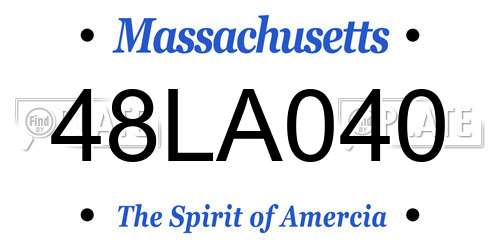 48LA040 Massachusetts License Plate