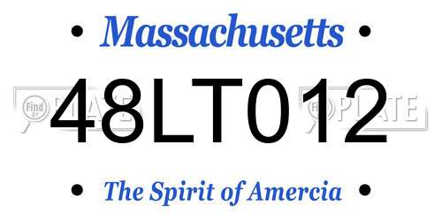 48LT012 Massachusetts License Plate