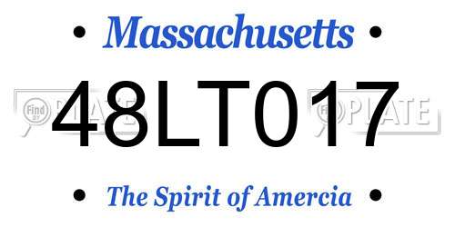 48LT017 Massachusetts License Plate