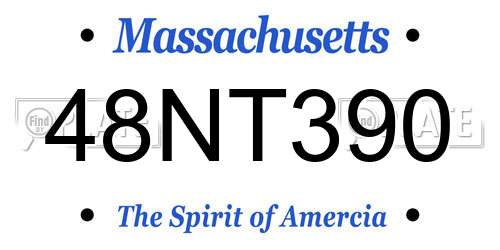 48NT390 Massachusetts License Plate