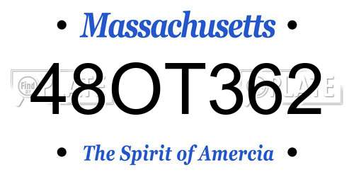 48OT362 Massachusetts License Plate