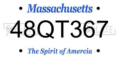 48QT367 Massachusetts License Plate