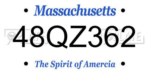 48QZ362 Massachusetts License Plate