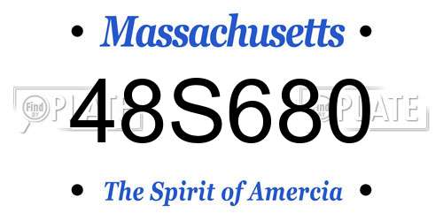 48S680 Massachusetts License Plate