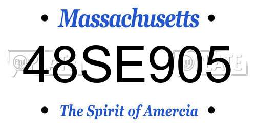 48SE905 Massachusetts License Plate