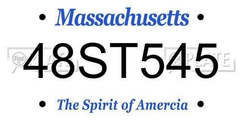 48ST545 Massachusetts License Plate
