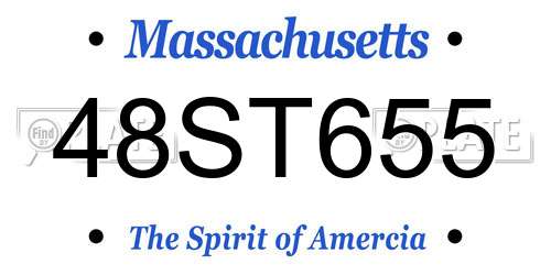 48ST655 Massachusetts License Plate