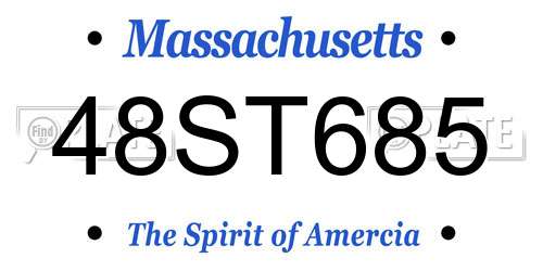 48ST685 Massachusetts License Plate
