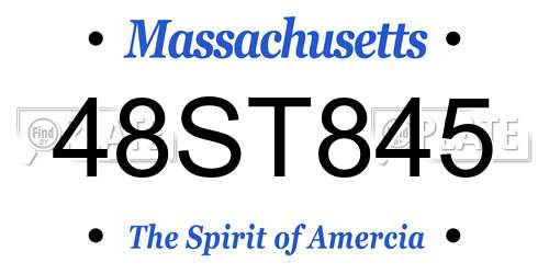 48ST845 Massachusetts License Plate