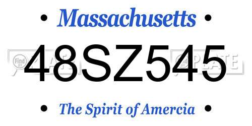48SZ545 Massachusetts License Plate