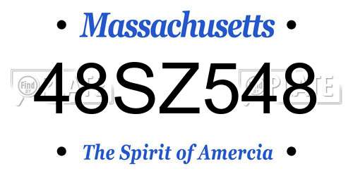 48SZ548 Massachusetts License Plate