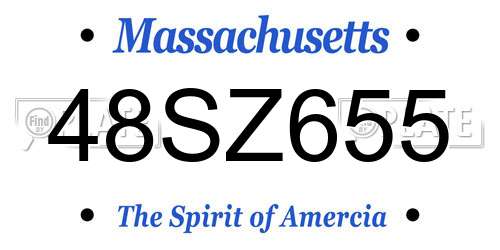 48SZ655 Massachusetts License Plate