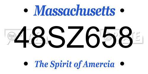 48SZ658 Massachusetts License Plate