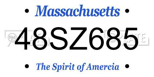 48SZ685 Massachusetts License Plate