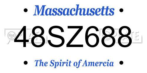 48SZ688 Massachusetts License Plate