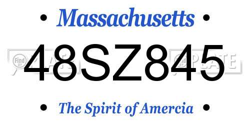 48SZ845 Massachusetts License Plate