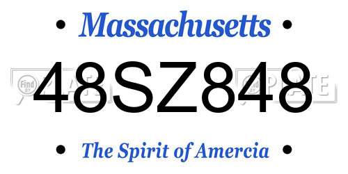 48SZ848 Massachusetts License Plate
