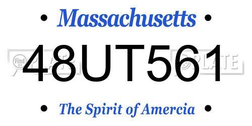 48UT561 Massachusetts License Plate