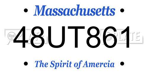 48UT861 Massachusetts License Plate