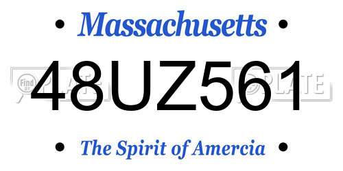 48UZ561 Massachusetts License Plate