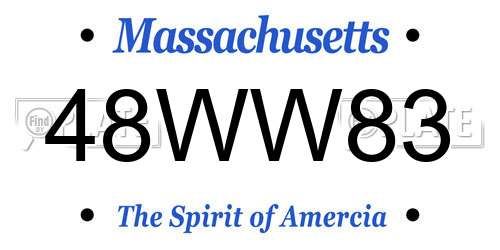 48WW83 Massachusetts License Plate