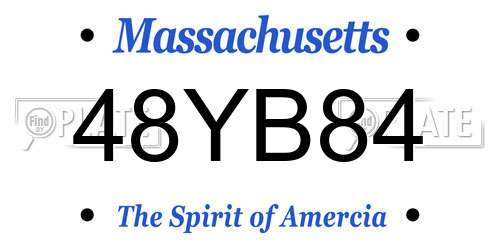 48YB84 Massachusetts License Plate