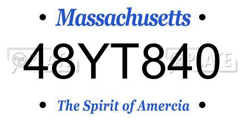 48YT840 Massachusetts License Plate
