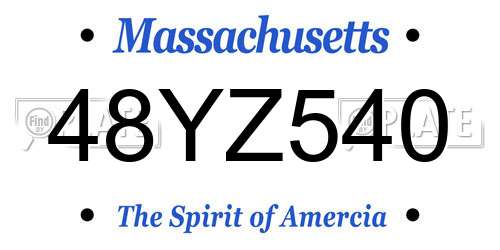 48YZ540 Massachusetts License Plate