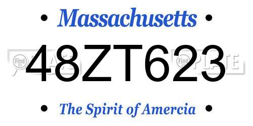 48ZT623 Massachusetts License Plate