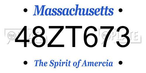 48ZT673 Massachusetts License Plate