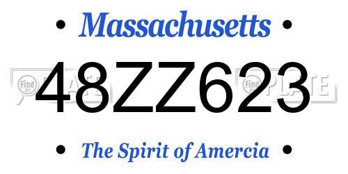 48ZZ623 Massachusetts License Plate