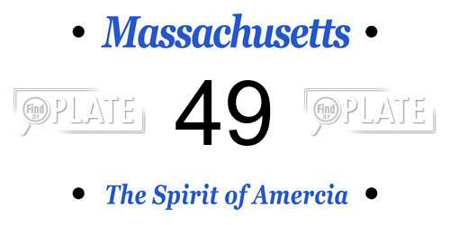 49 Massachusetts License Plate