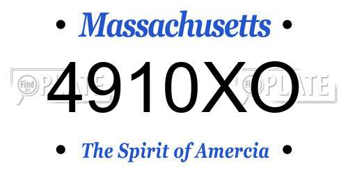 4910XO Massachusetts License Plate