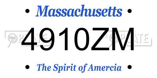 4910ZM Massachusetts License Plate