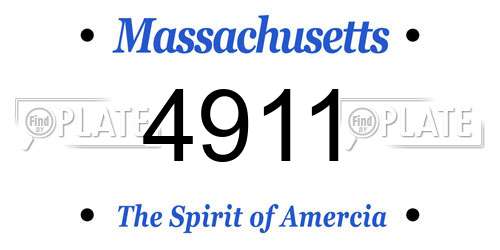 4911 Massachusetts License Plate