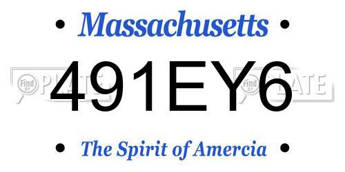 491EY6 Massachusetts License Plate