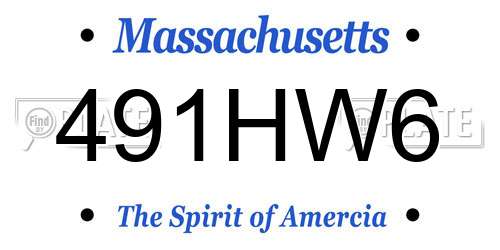 491HW6 Massachusetts License Plate
