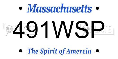 491WSP Massachusetts License Plate