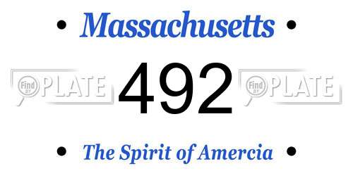 492 Massachusetts License Plate