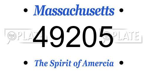 49205 Massachusetts License Plate