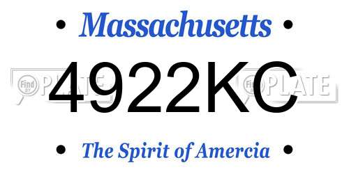 4922KC Massachusetts License Plate
