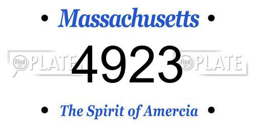 4923 Massachusetts License Plate